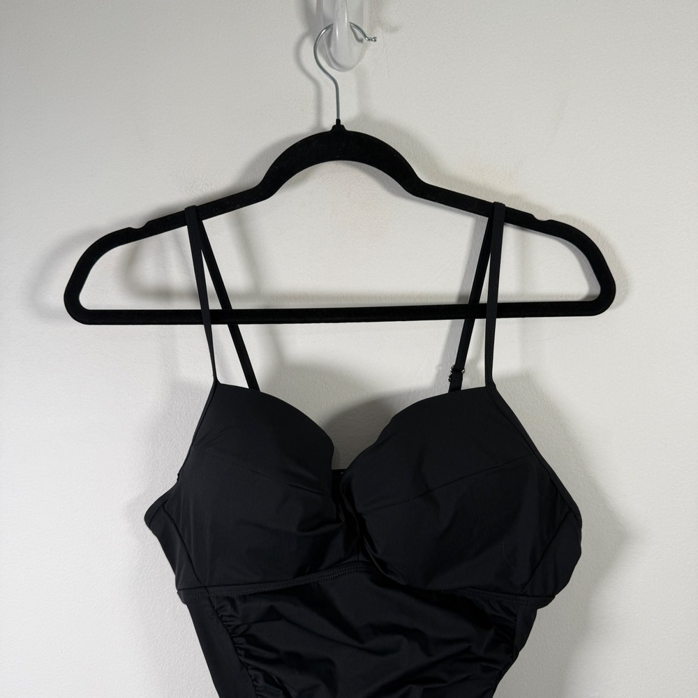 Spanx Love Your Assets Black One Piece Swimsuit Ruched Push Up Womens Large - Picture 3 of 12